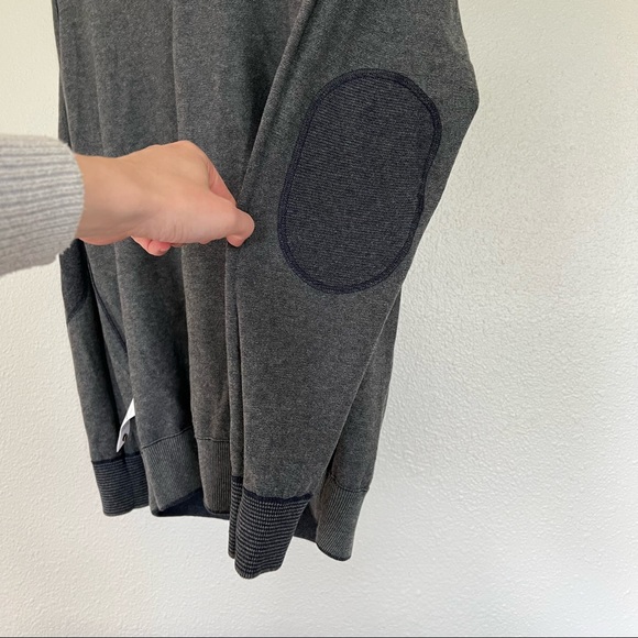 RAFFI Cotton Reversible Elbow Patch Henley Sweater Blue Grey Size Medium NWT - Picture 5 of 9